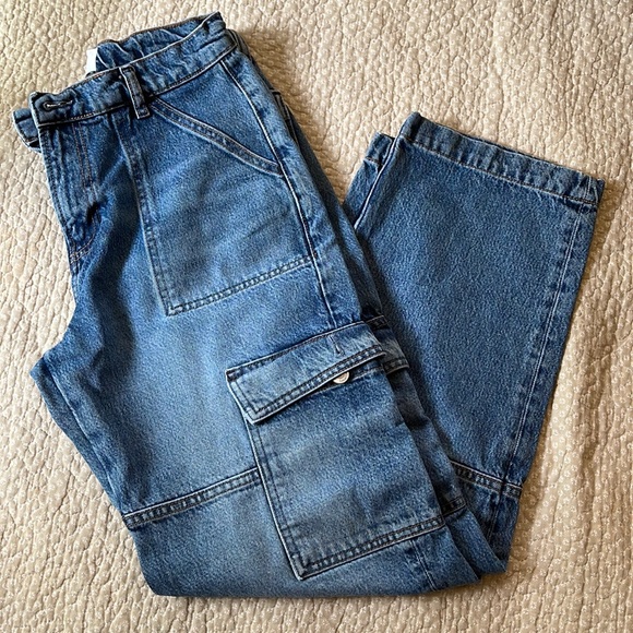 Reformation McKenna Mid Rise Slouch Cargo Jeans size 25 - Picture 3 of 7